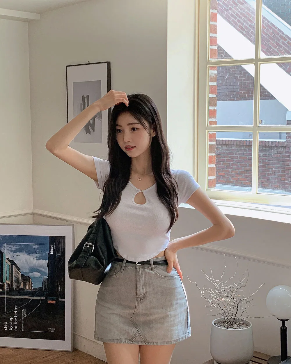 반팔 티셔츠 모델 착용 이미지-S1L82