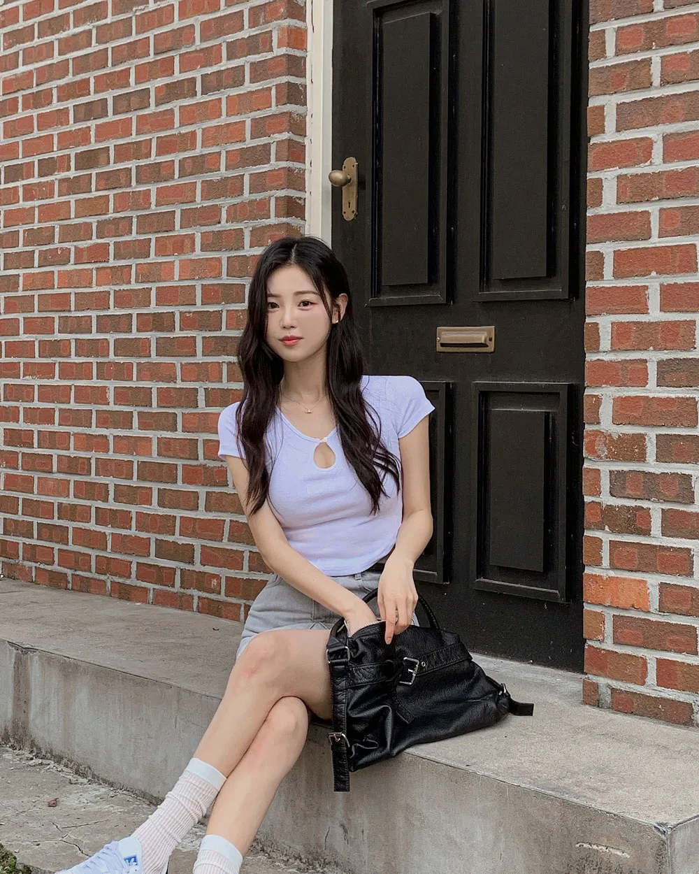 반팔 티셔츠 모델 착용 이미지-S1L75