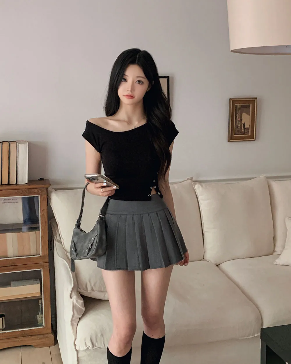 반팔 티셔츠 모델 착용 이미지-S1L41