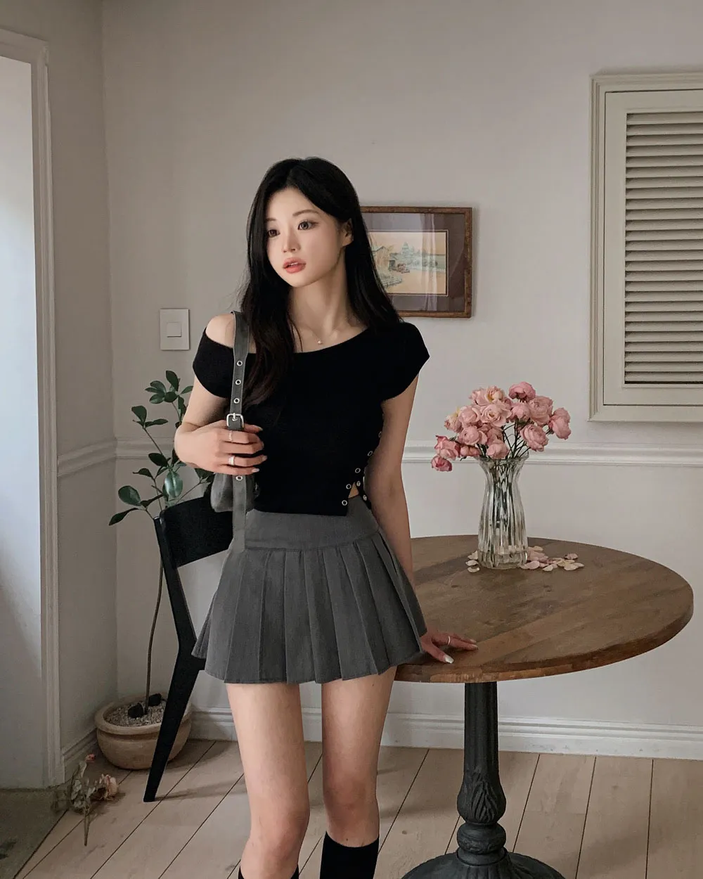 반팔 티셔츠 모델 착용 이미지-S1L30