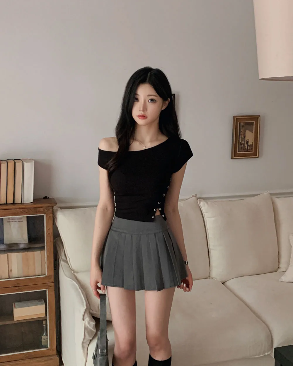 반팔 티셔츠 모델 착용 이미지-S1L38
