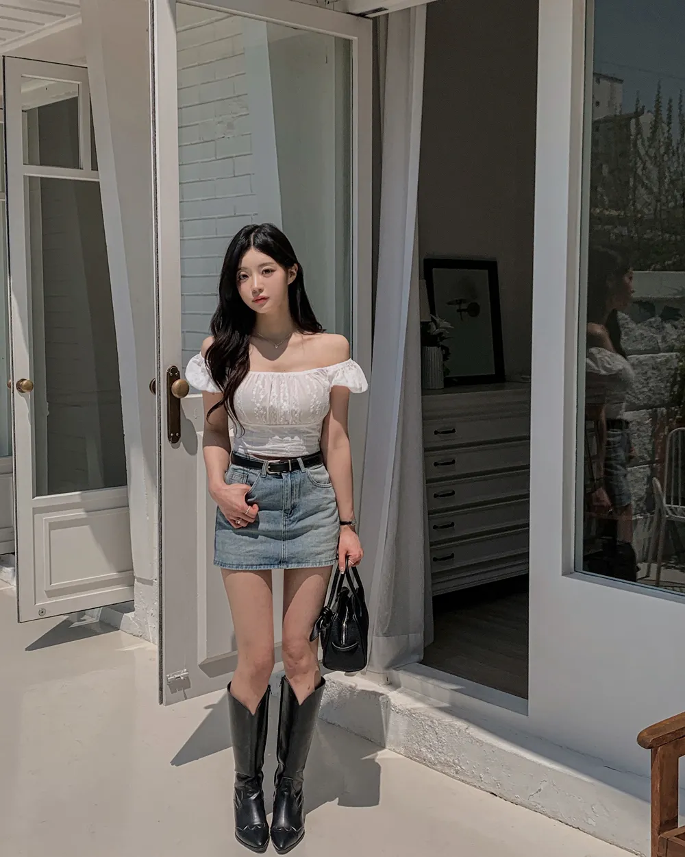미니 스커트 모델 착용 이미지-S1L47