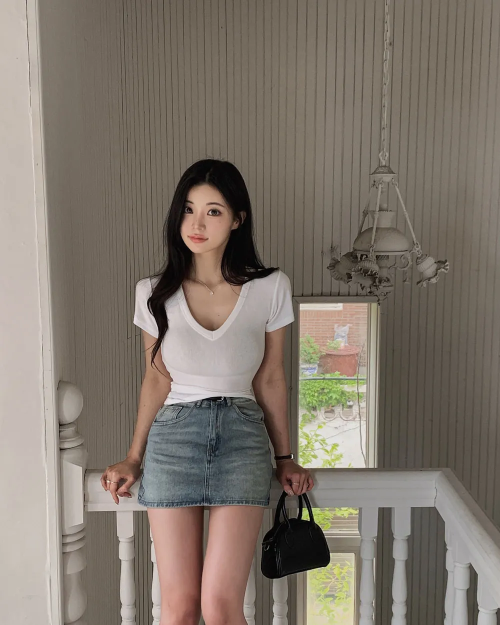 미니 스커트 모델 착용 이미지-S1L167