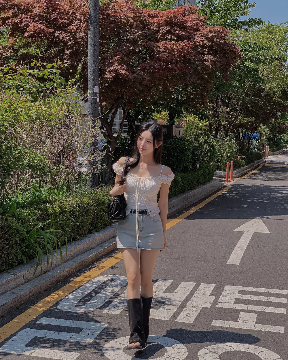 미니 스커트 모델 착용 이미지-S1L175