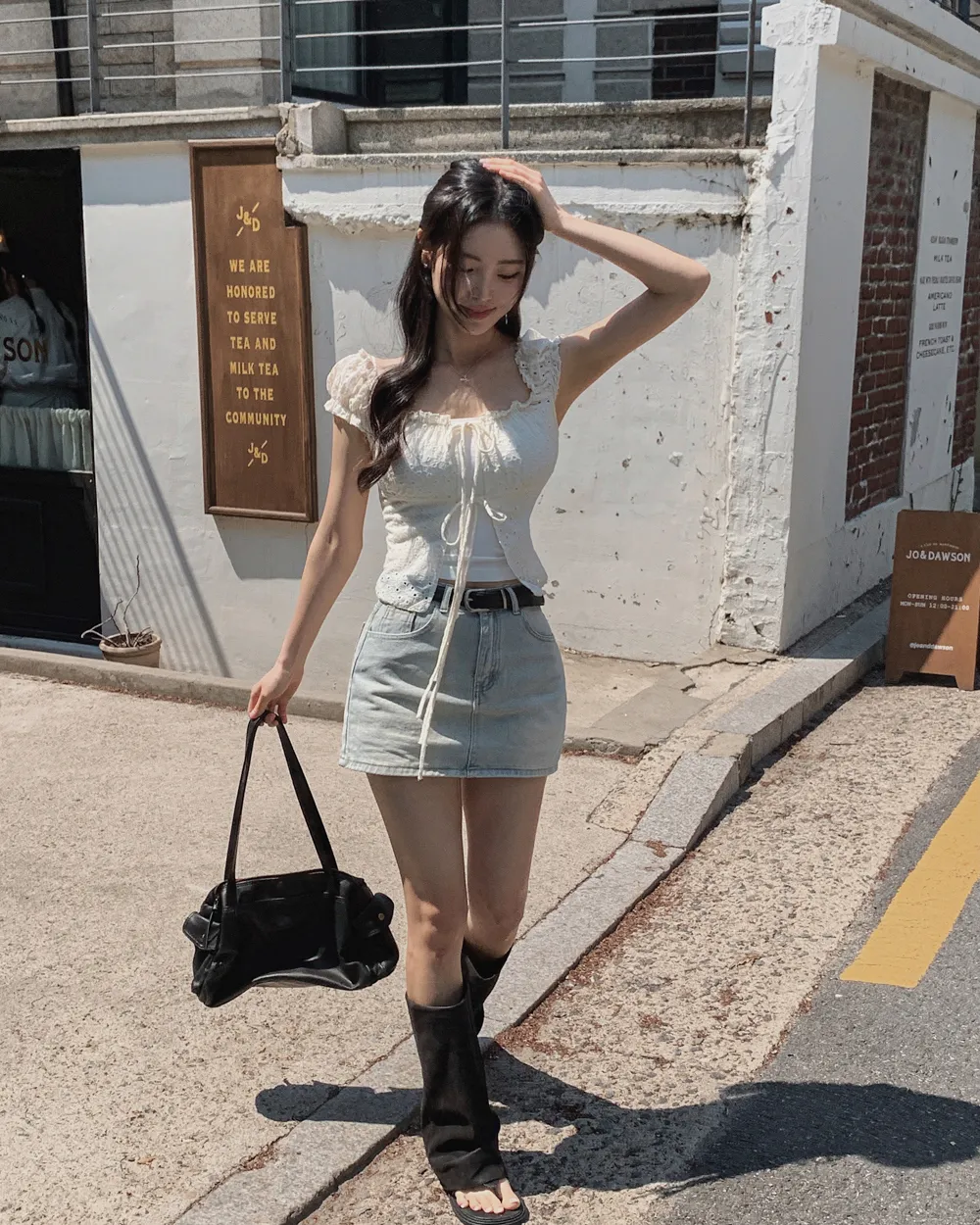 미니 스커트 모델 착용 이미지-S1L174