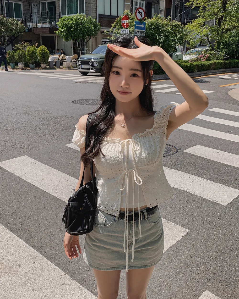 미니 스커트 모델 착용 이미지-S1L182