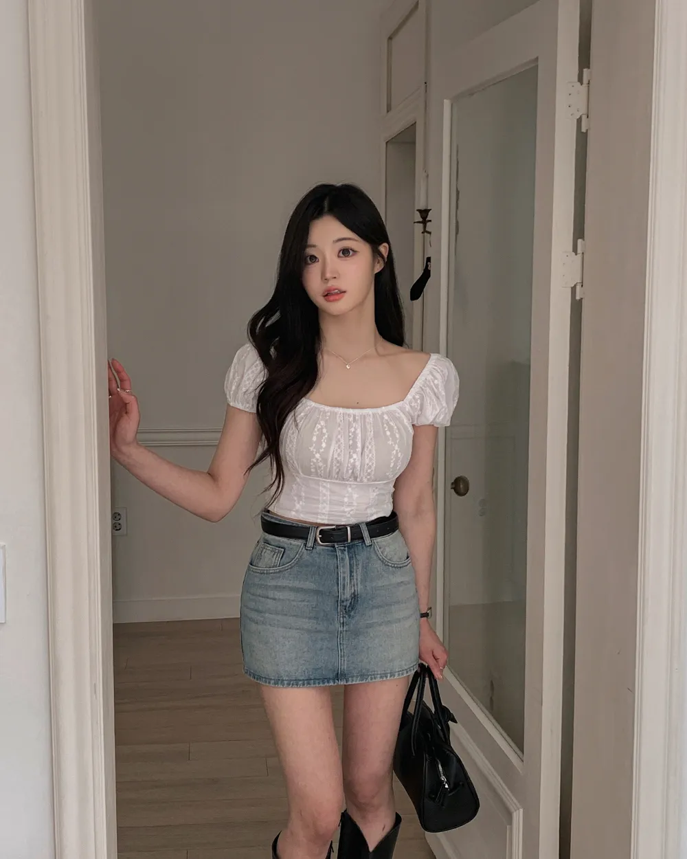 미니 스커트 모델 착용 이미지-S1L43