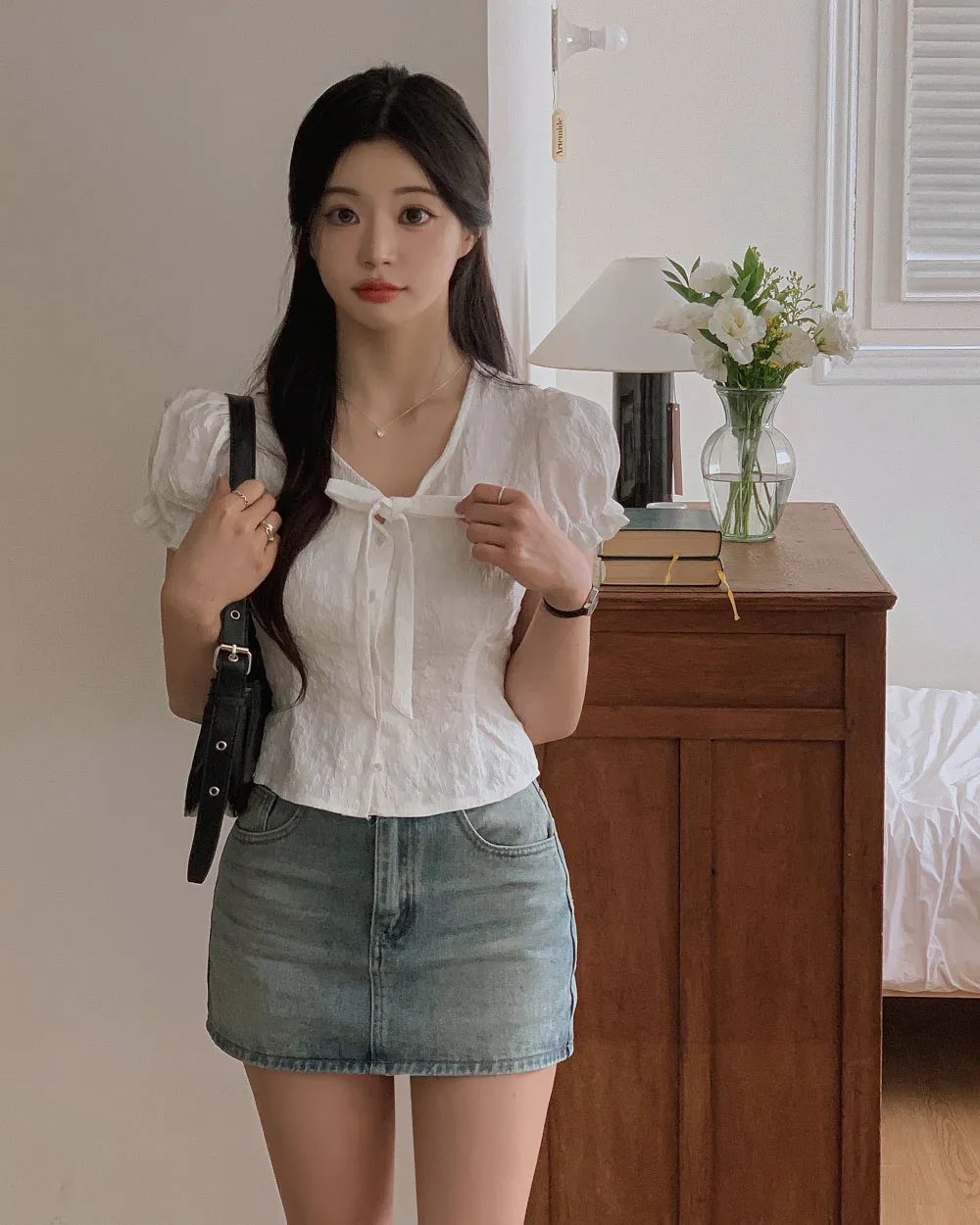 미니 스커트 모델 착용 이미지-S1L138