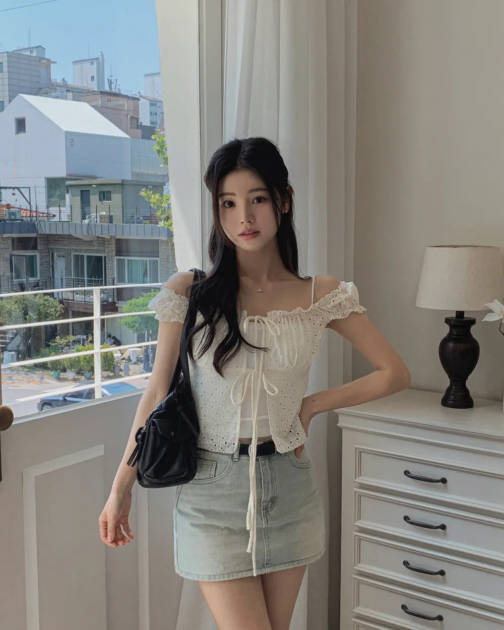 미니 스커트 모델 착용 이미지-S1L190