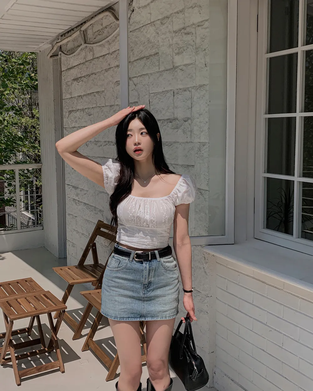 미니 스커트 모델 착용 이미지-S1L53