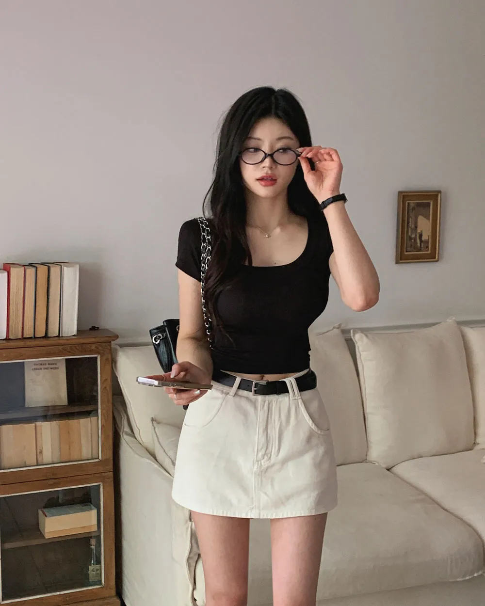 반팔 티셔츠 모델 착용 이미지-S1L122