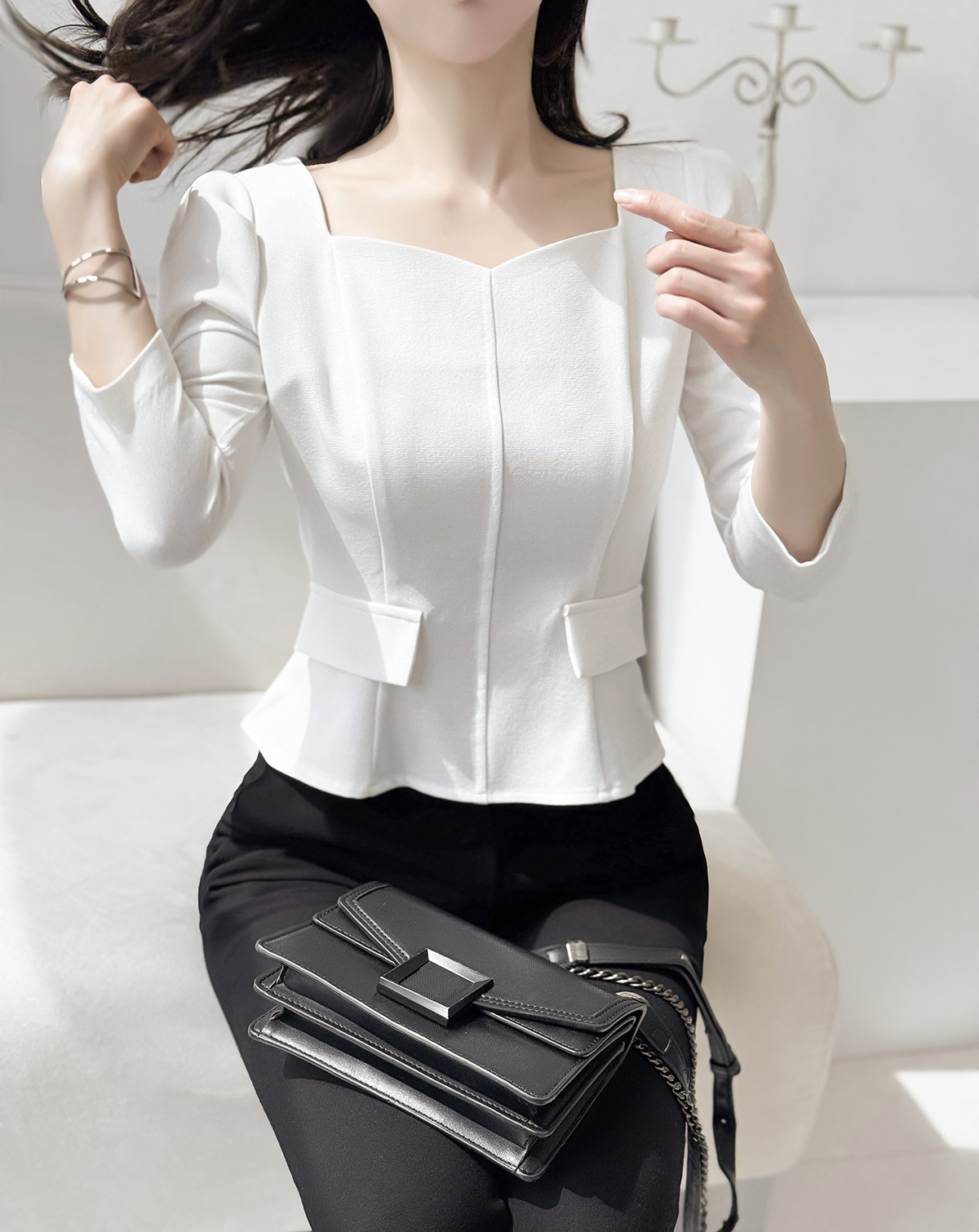 Daisy Flowerハートネックブラウス eimy istoire Daisy Flower ハート 