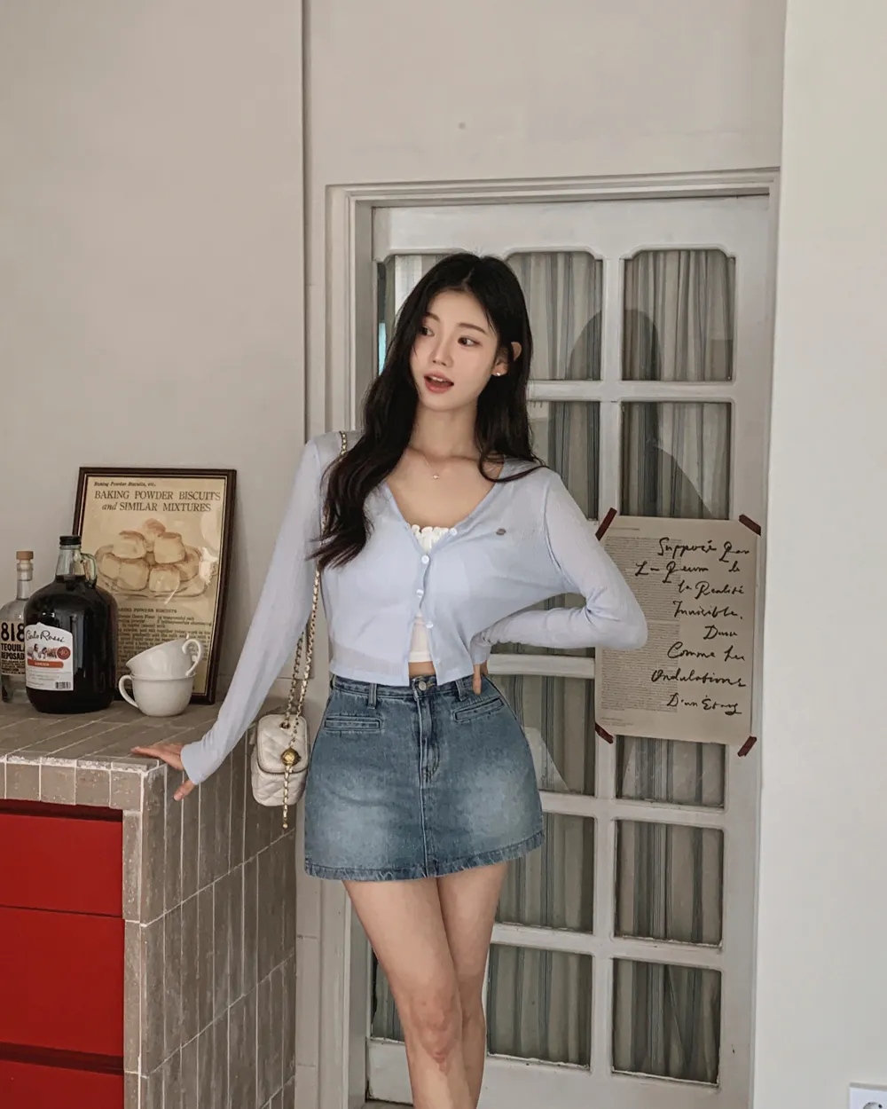 미니 스커트 모델 착용 이미지-S1L57