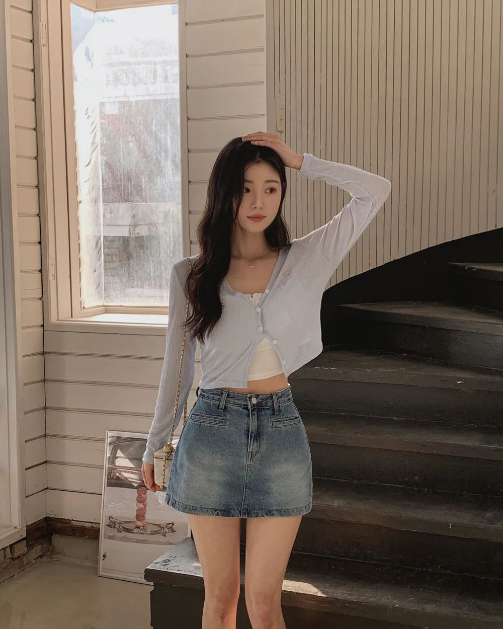 미니 스커트 모델 착용 이미지-S1L59