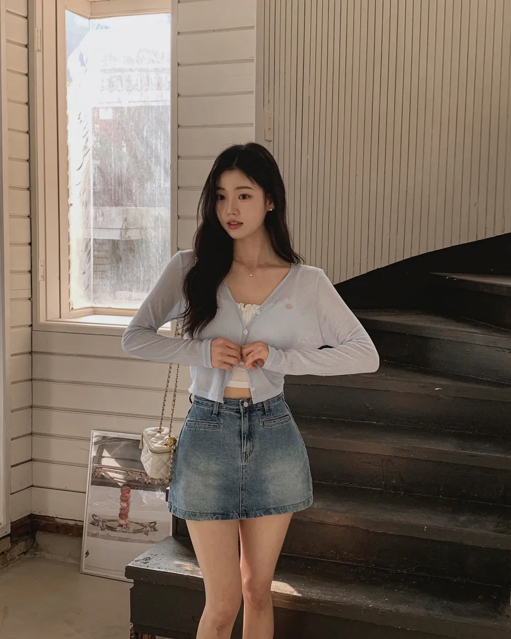 미니 스커트 모델 착용 이미지-S1L58