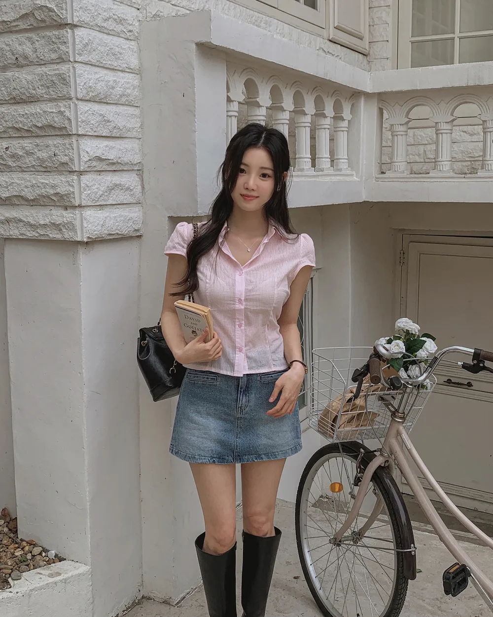 미니 스커트 모델 착용 이미지-S1L65