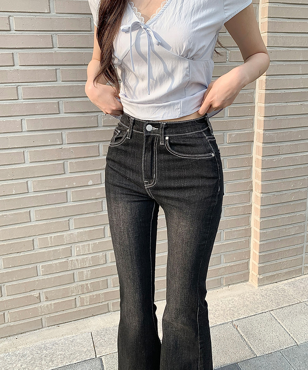 ウォッシングブーツカットライトブルーデニムパンツ[選べる丈