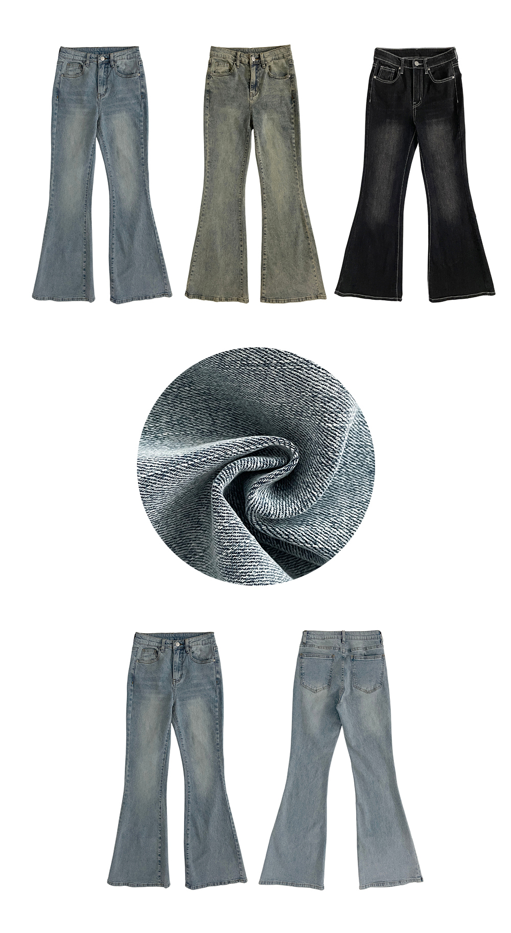 選べる丈]ウォッシングブーツカットライトブルーデニムパンツ