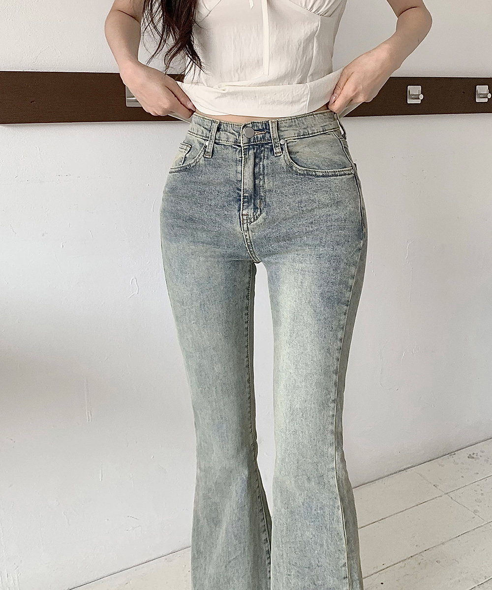 選べる丈]ウォッシングブーツカットライトブルーデニムパンツ