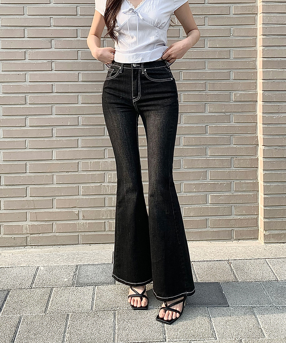 選べる丈]ウォッシングブーツカットライトブルーデニムパンツ