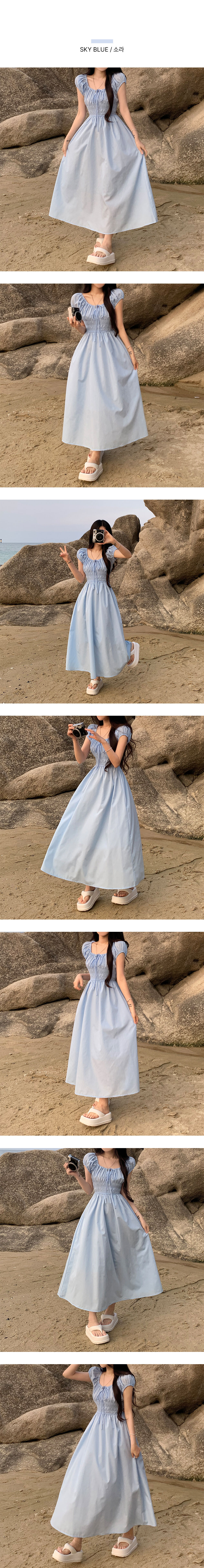 夏★シャーリングワンピース★夏休み★ 美品】WCJ ☆ドローストリングシャーリングワンピース 黒