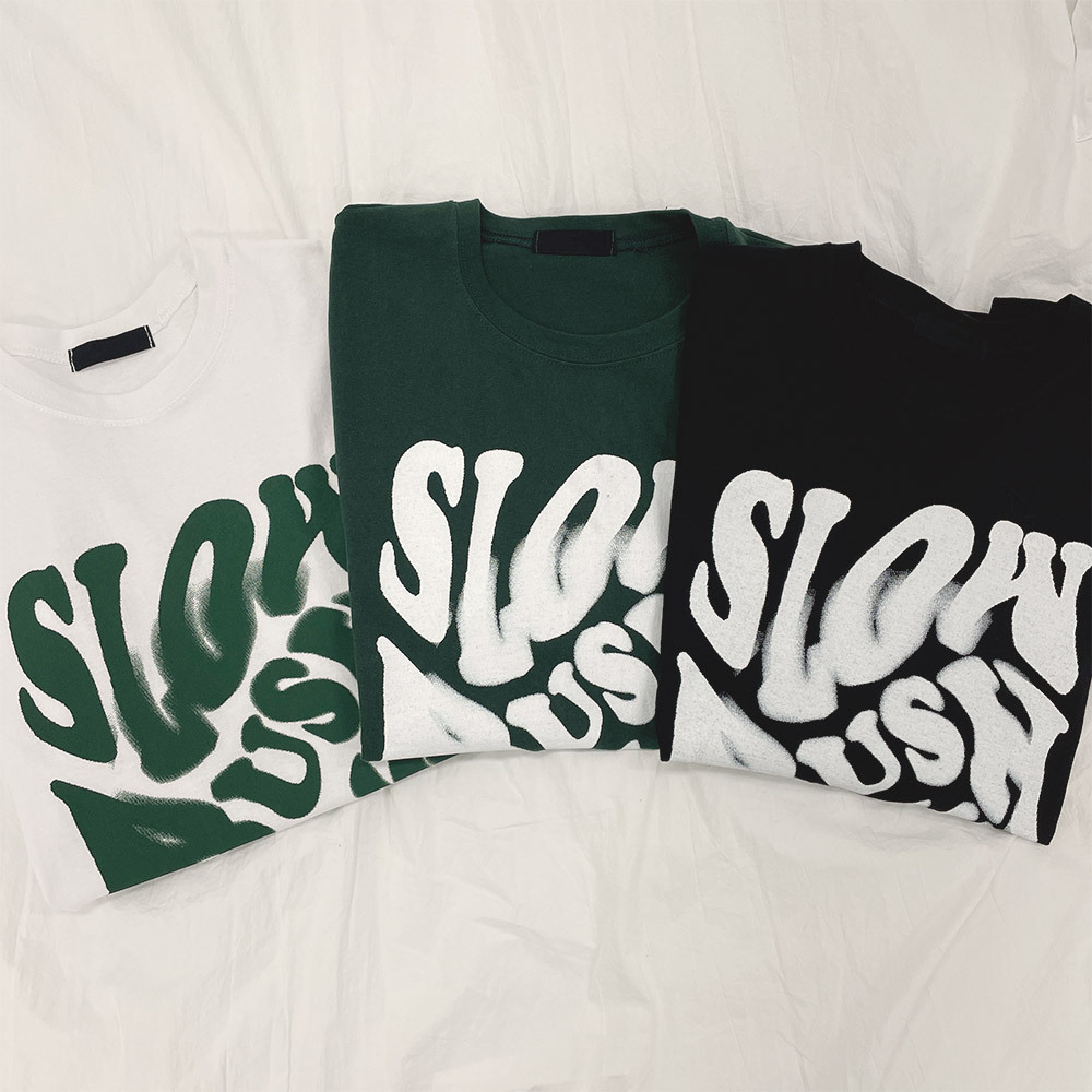 ●DRAW FIT● リブド ラウンド ネック 半袖 Tシャツ 半袖 テック Tシャツ Shadow Wordmark ブラック レギュラー