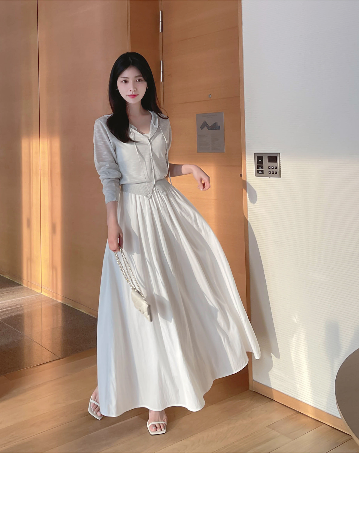 SinceThen高見え♡ボタン キャミワンピース フレア ロング SinceThenボタン刺繍フレアキャミワンピース ロング | AMMI FASHION