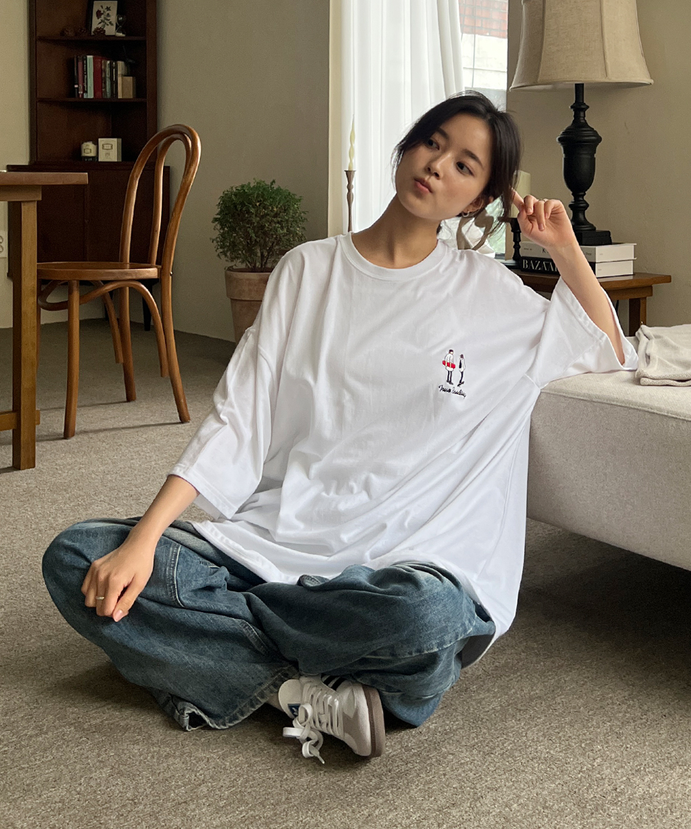 ボクシー刺繍ビッグTシャツ | レディースファッション通販 - DHOLIC