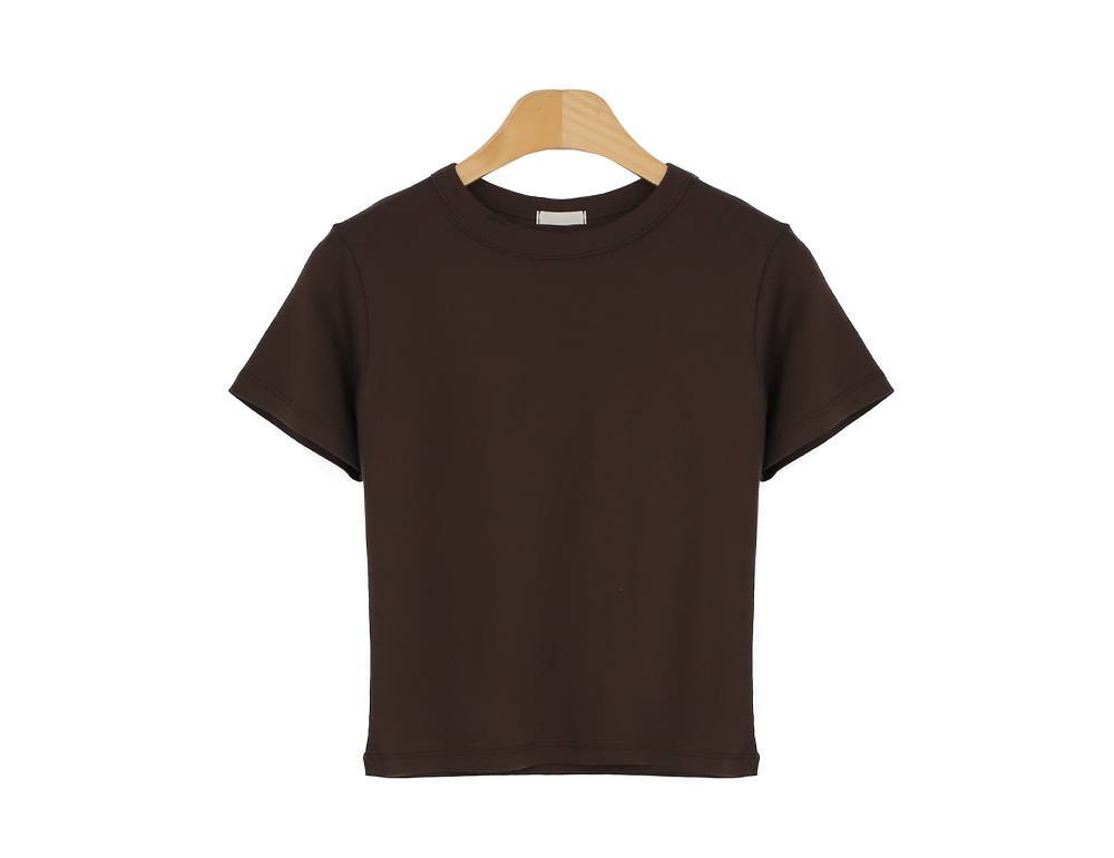 m*y様 ZERO HALLIBURTON 半袖Tシャツ L ブラウン ラウンドネック半袖無地カラーTシャツ | レディースファッション通販