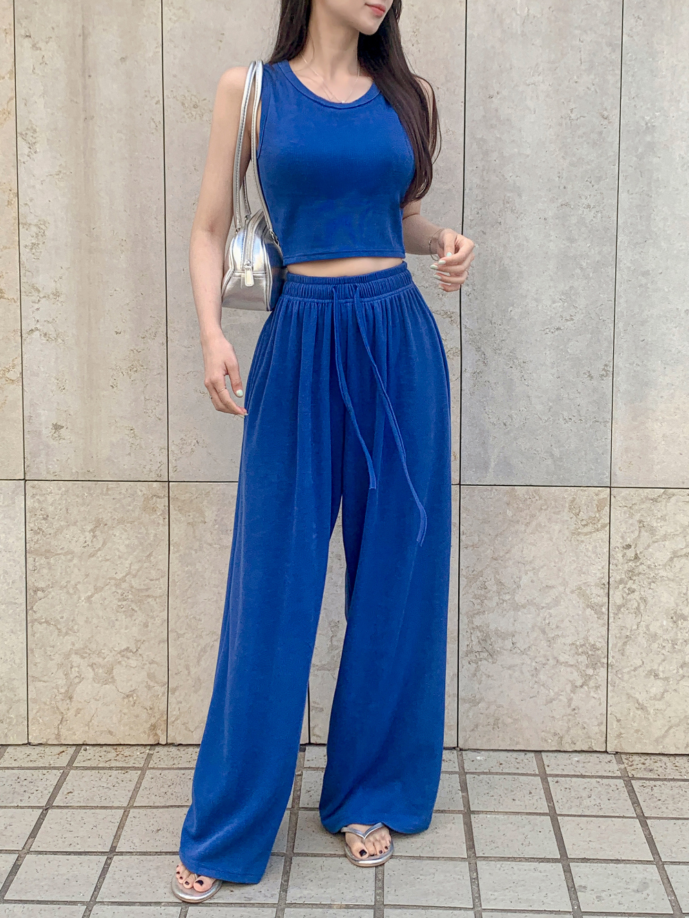 【石土さん専用】青いタンクトップとショーツセット AZUL BY MOUSSY | シアークロシェニットタンクトップ (タンク