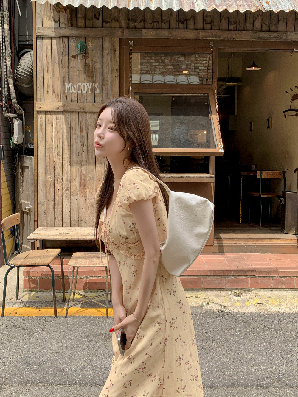 フラワーシフォンワンピース バックロング パフ袖 韓国系 g2828 シフォンワンピースレディース 花柄 ロングワンピース ビーチ