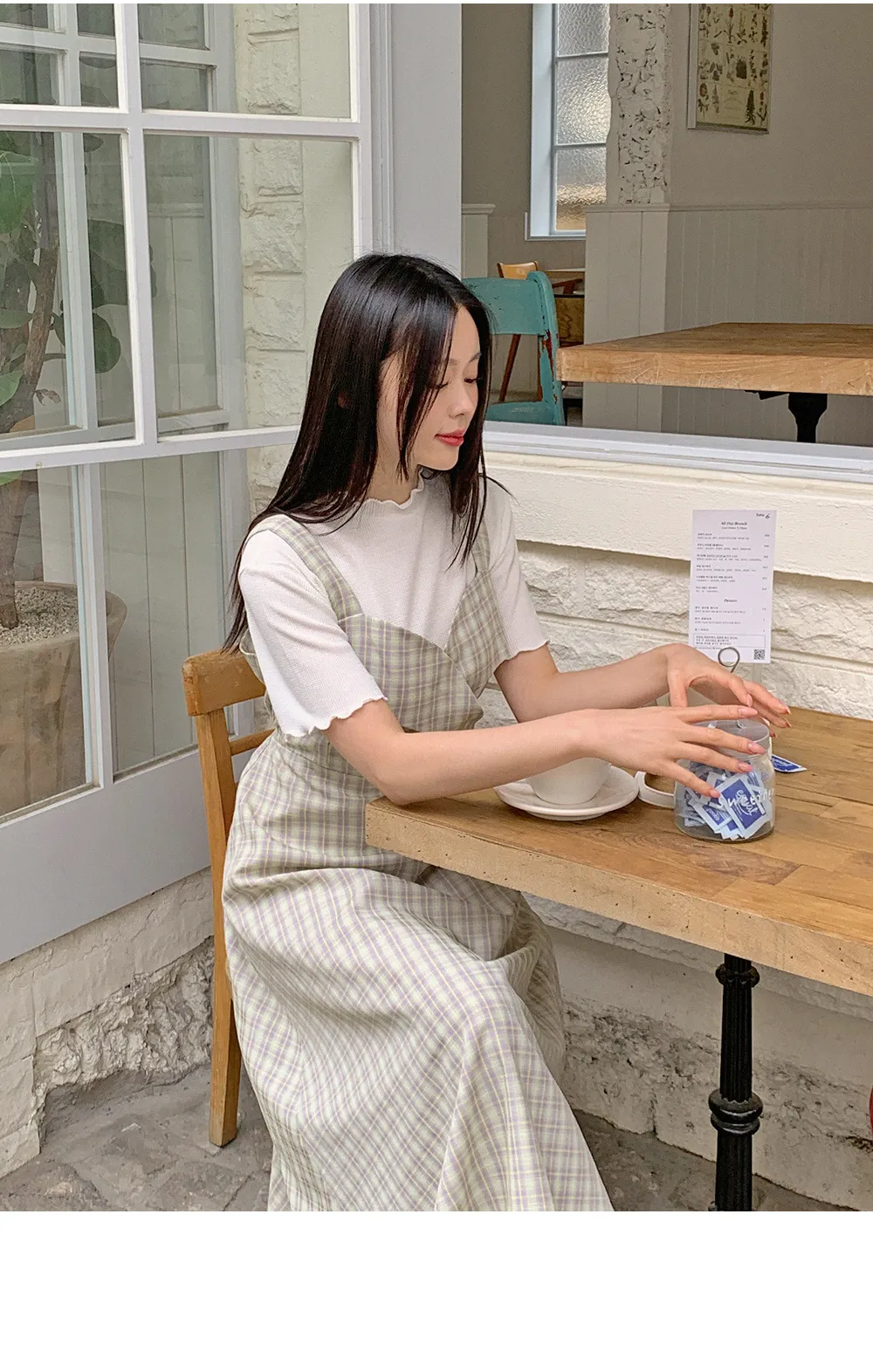 위러블리반팔_와플지 러플티셔츠