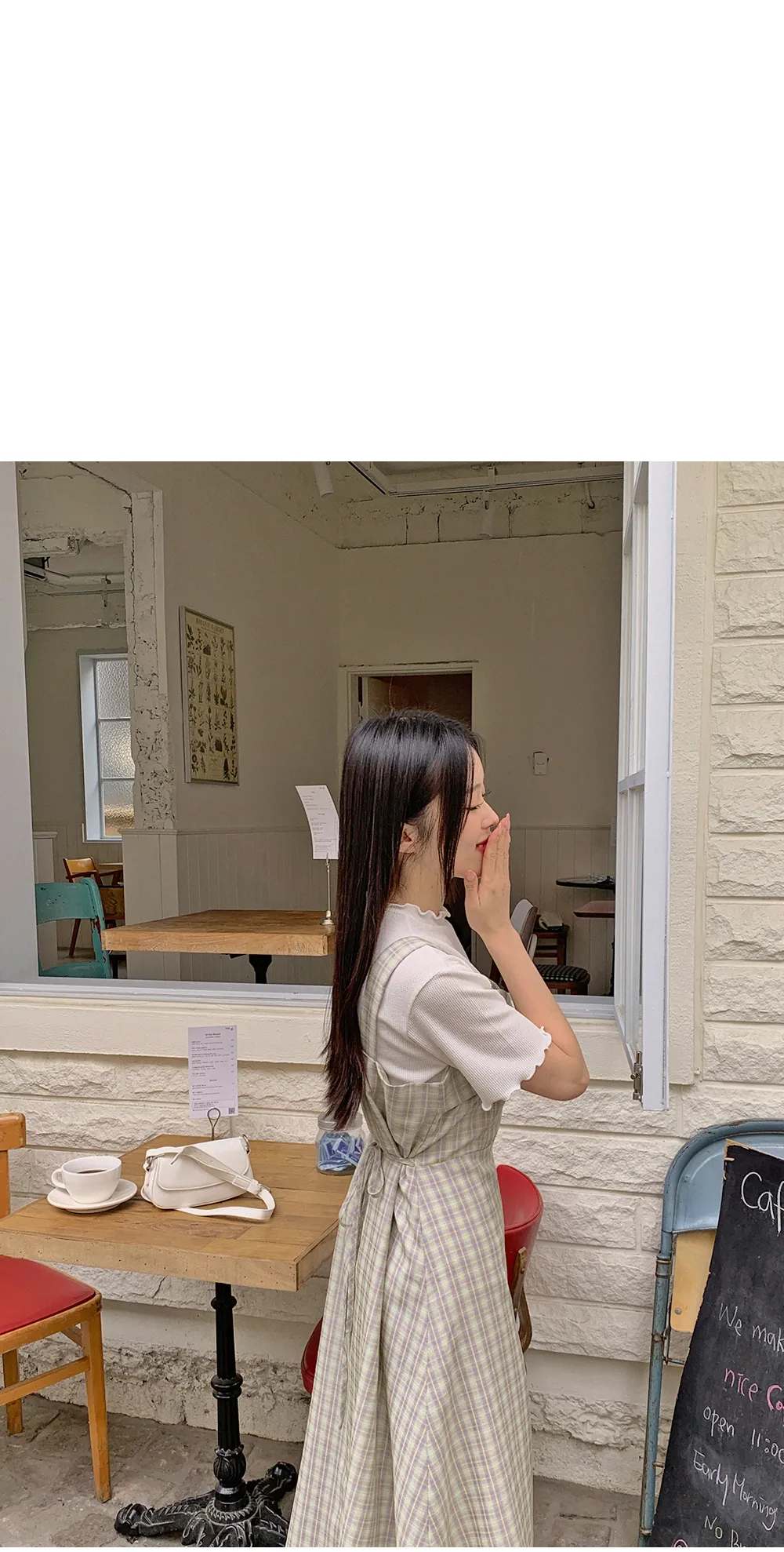 위러블리반팔_와플지 러플티셔츠