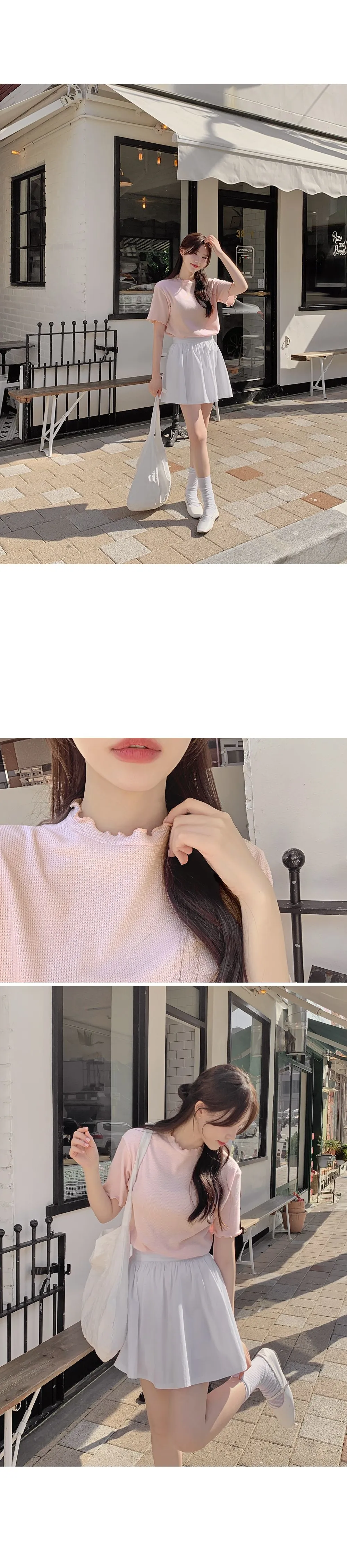 위러블리반팔_와플지 러플티셔츠