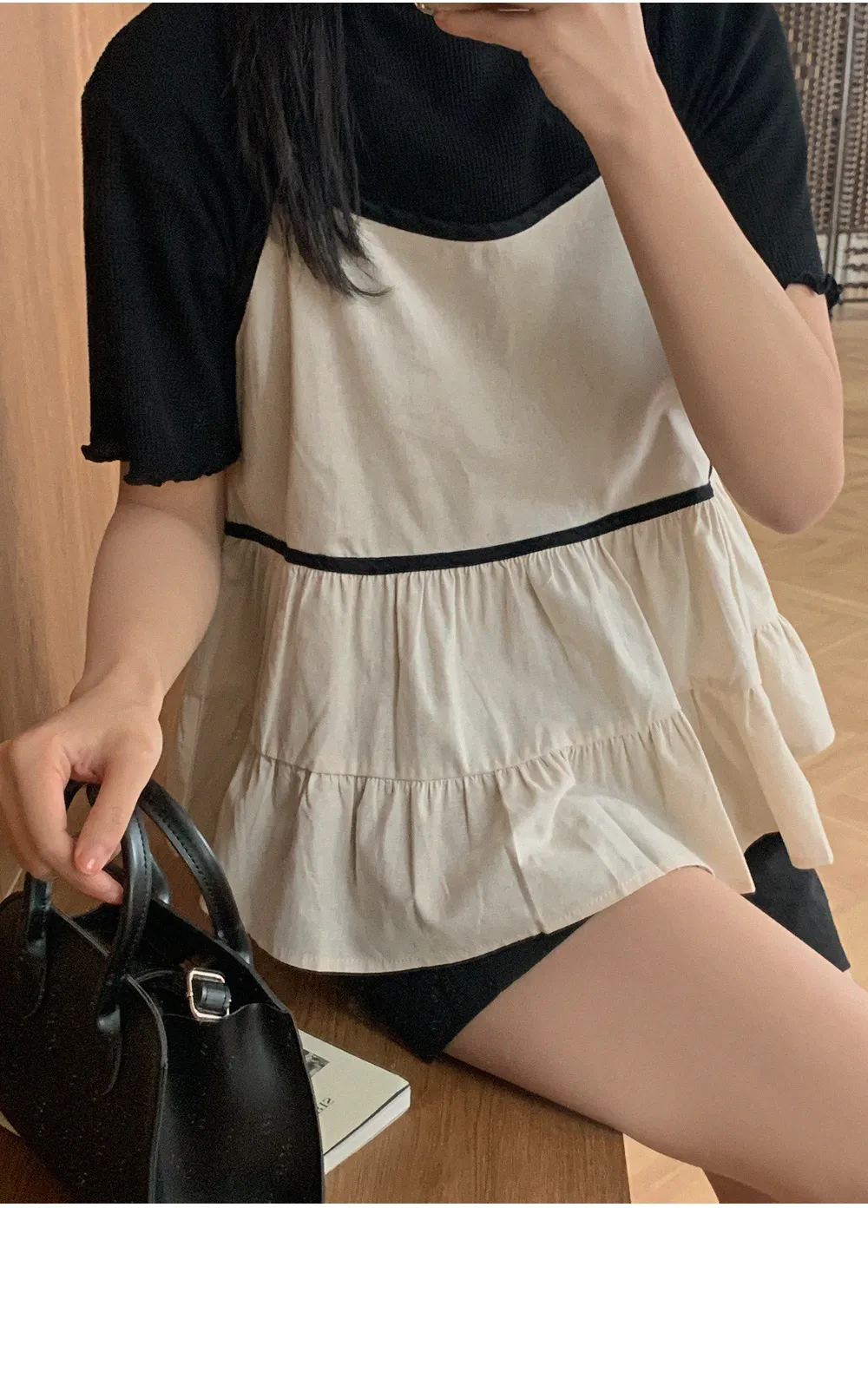 위러블리반팔_와플지 러플티셔츠