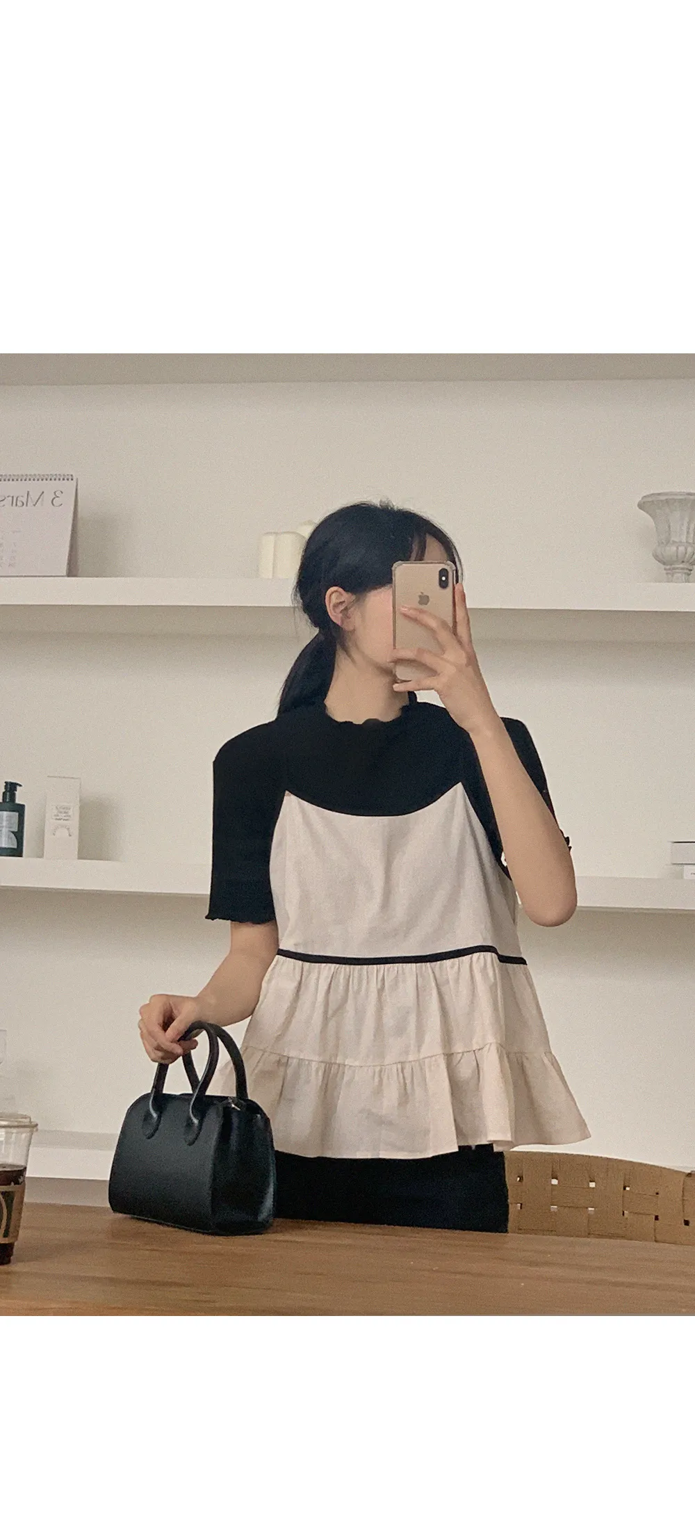 위러블리반팔_와플지 러플티셔츠