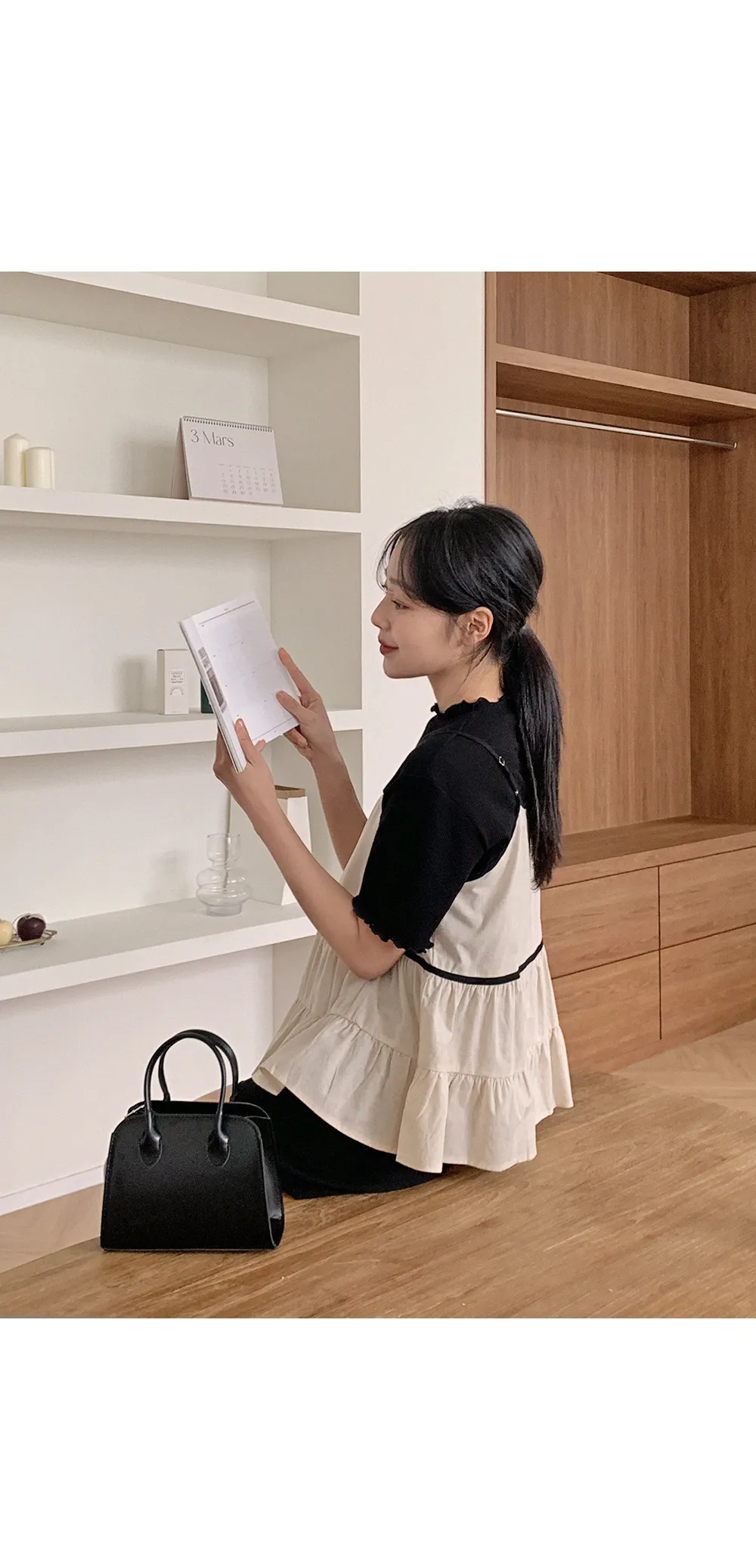 위러블리반팔_와플지 러플티셔츠