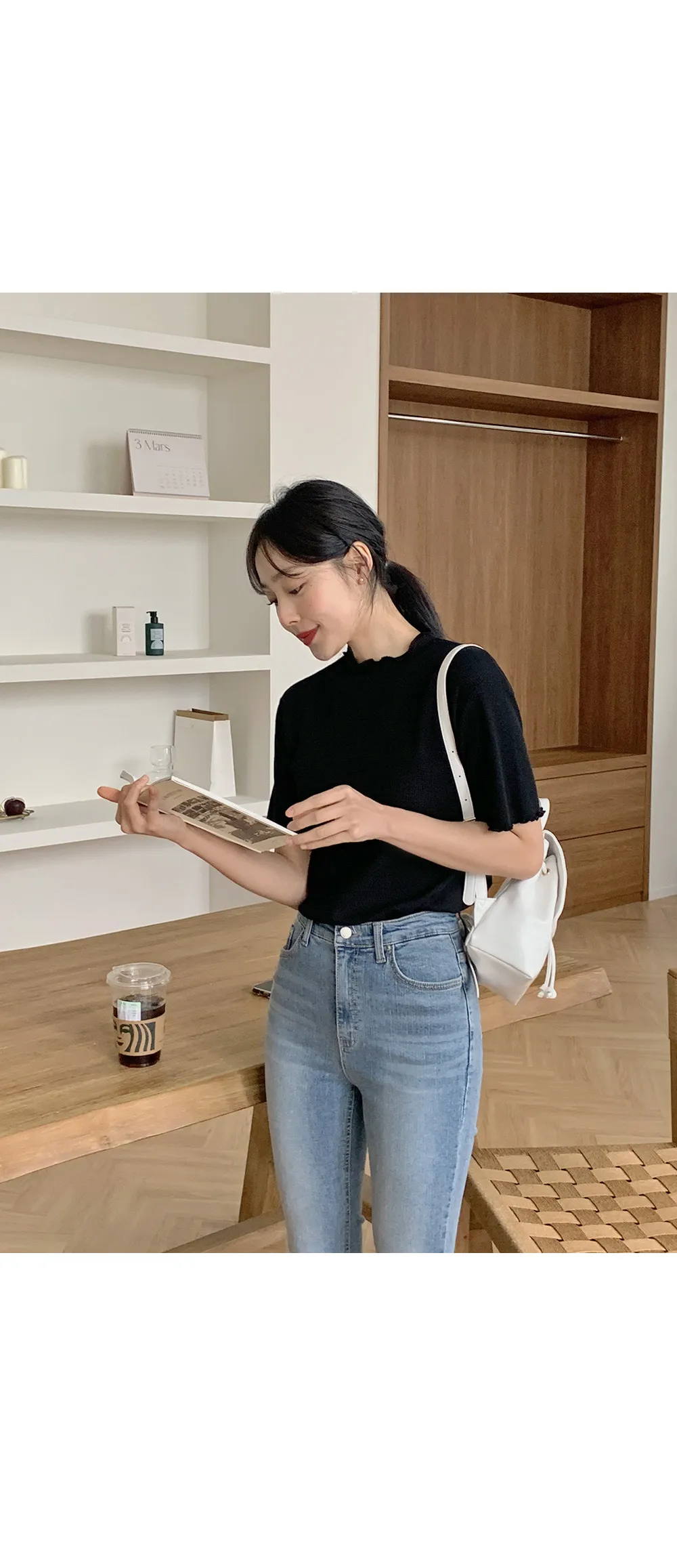 위러블리반팔_와플지 러플티셔츠