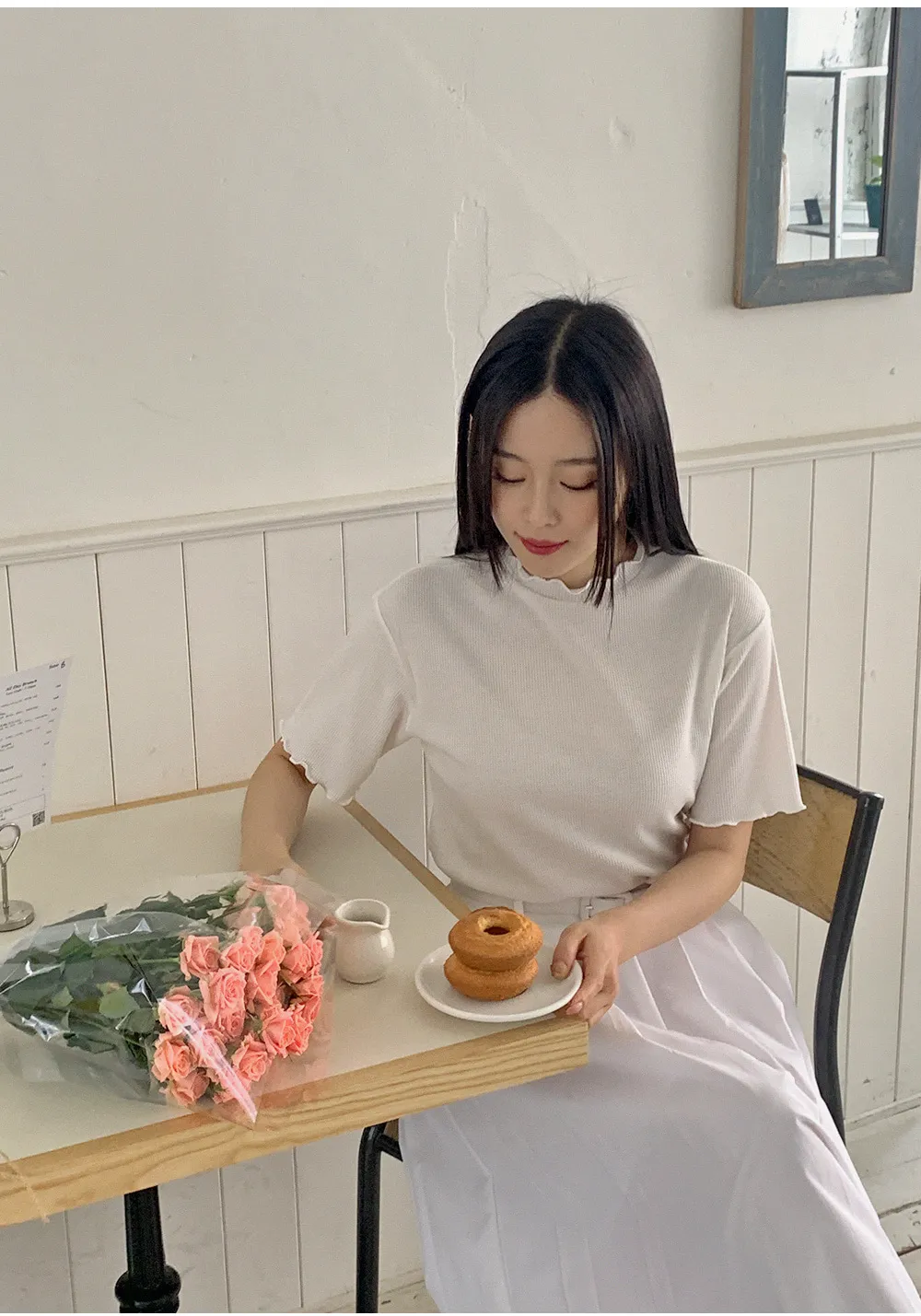 위러블리반팔_와플지 러플티셔츠