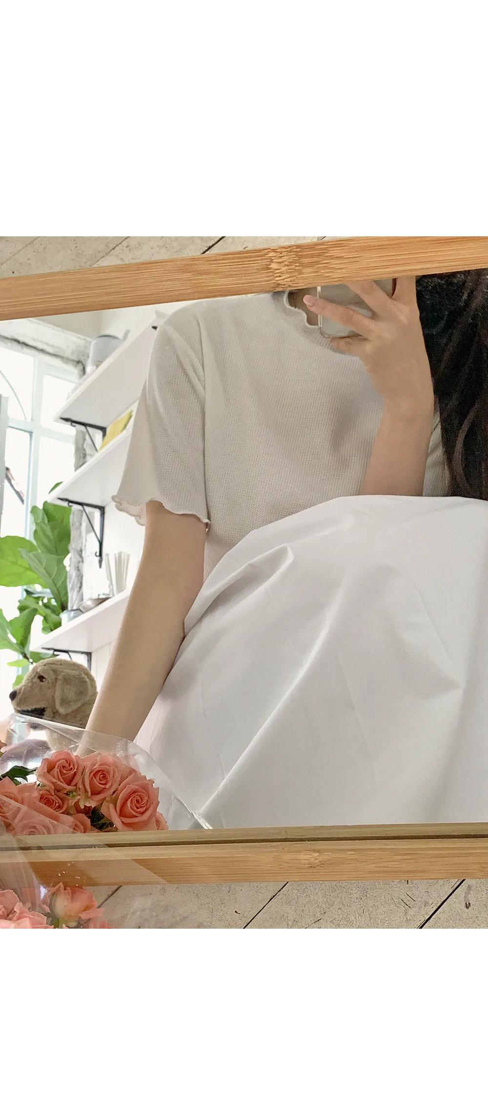 위러블리반팔_와플지 러플티셔츠