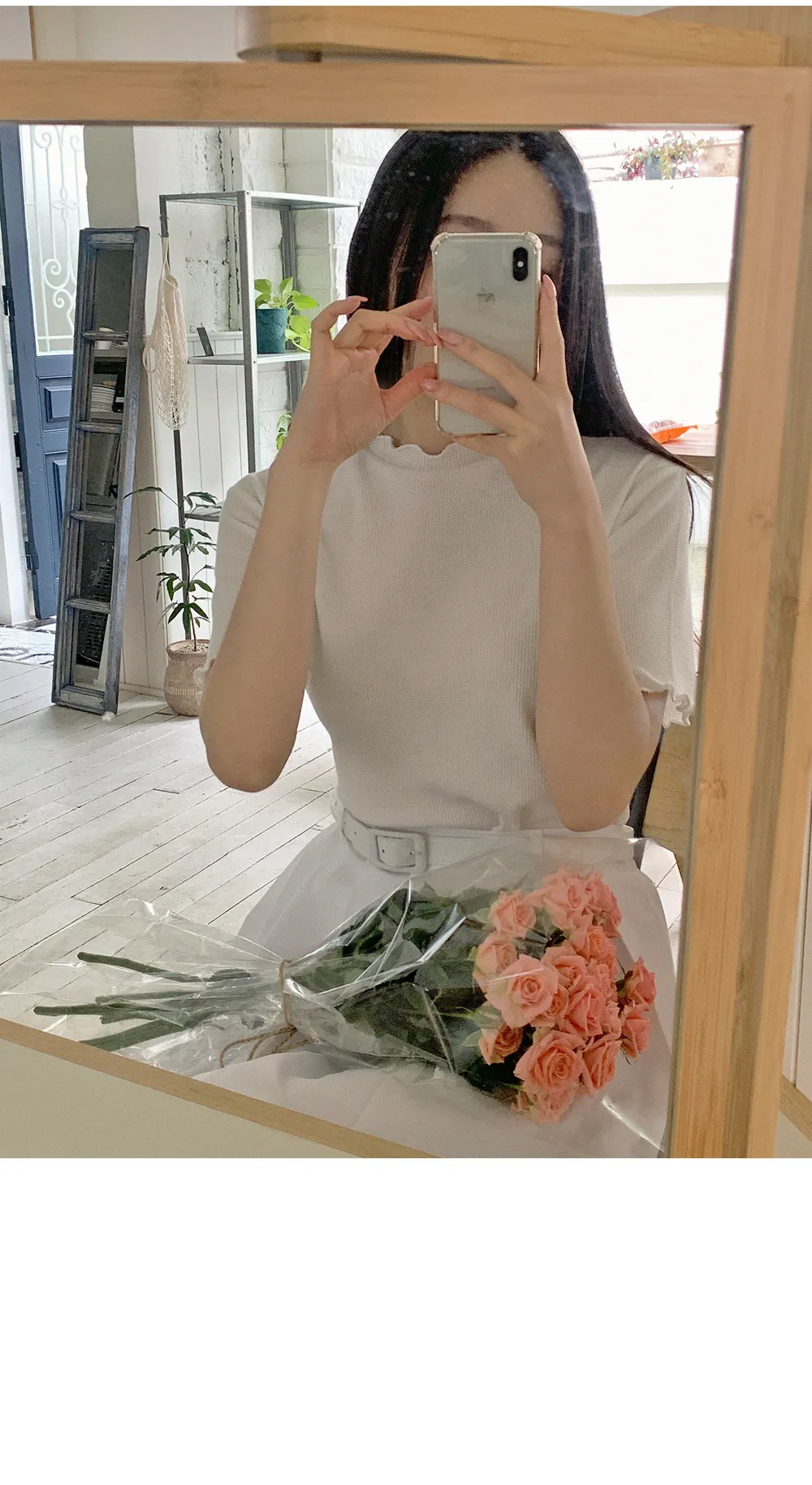 위러블리반팔_와플지 러플티셔츠
