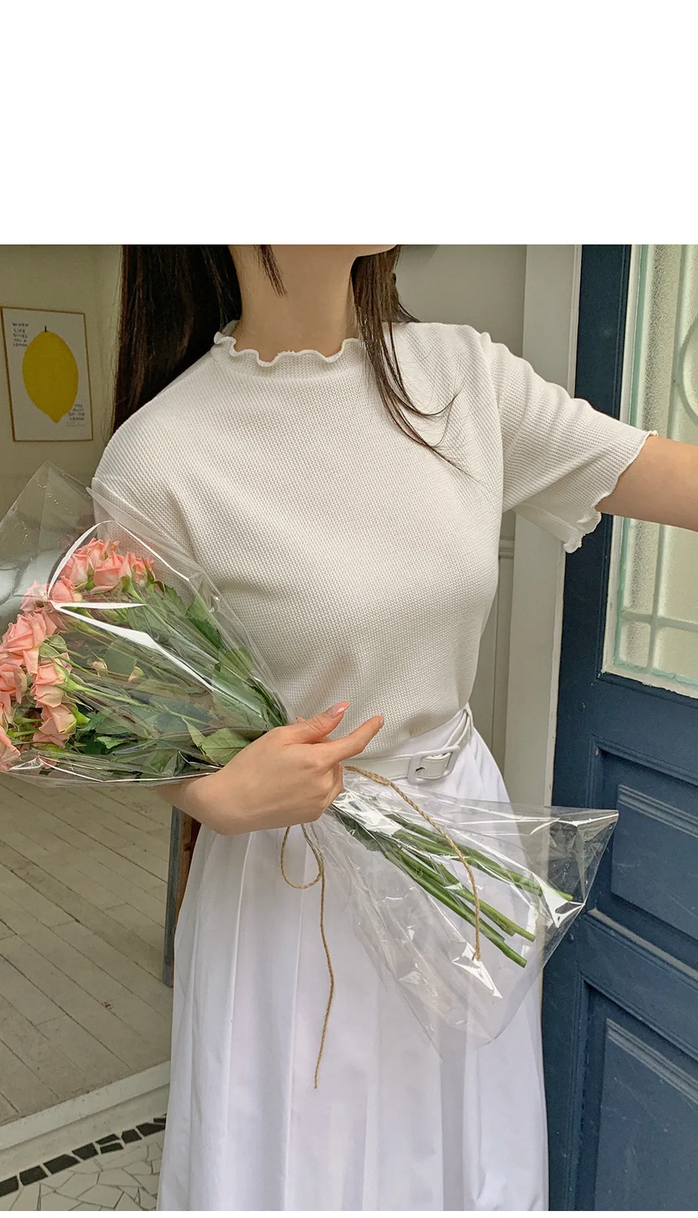 위러블리반팔_와플지 러플티셔츠