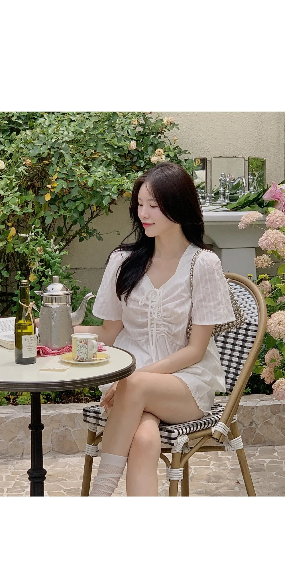 세린즈 코튼레이스 스트링 블라우스