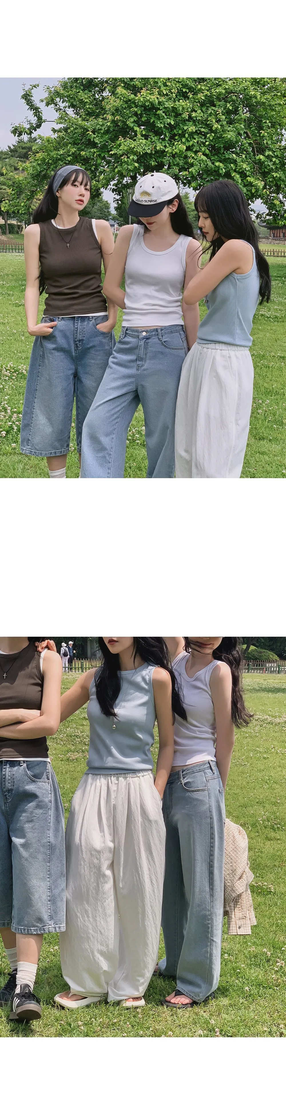 이지골지 라운드넥 슬림핏 베이직 나시