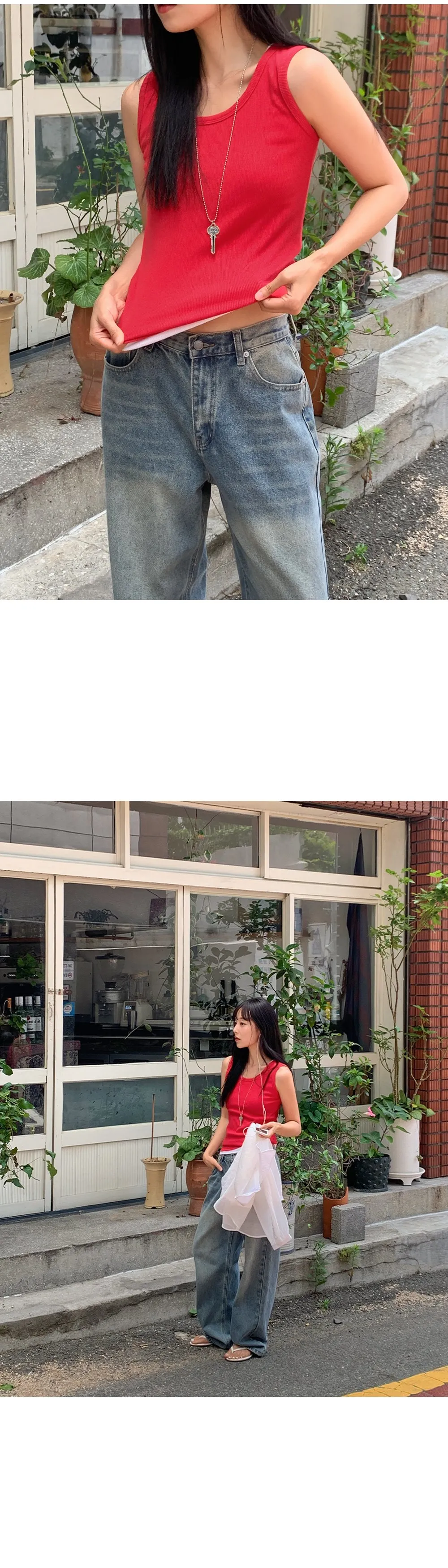 이지골지 라운드넥 슬림핏 베이직 나시
