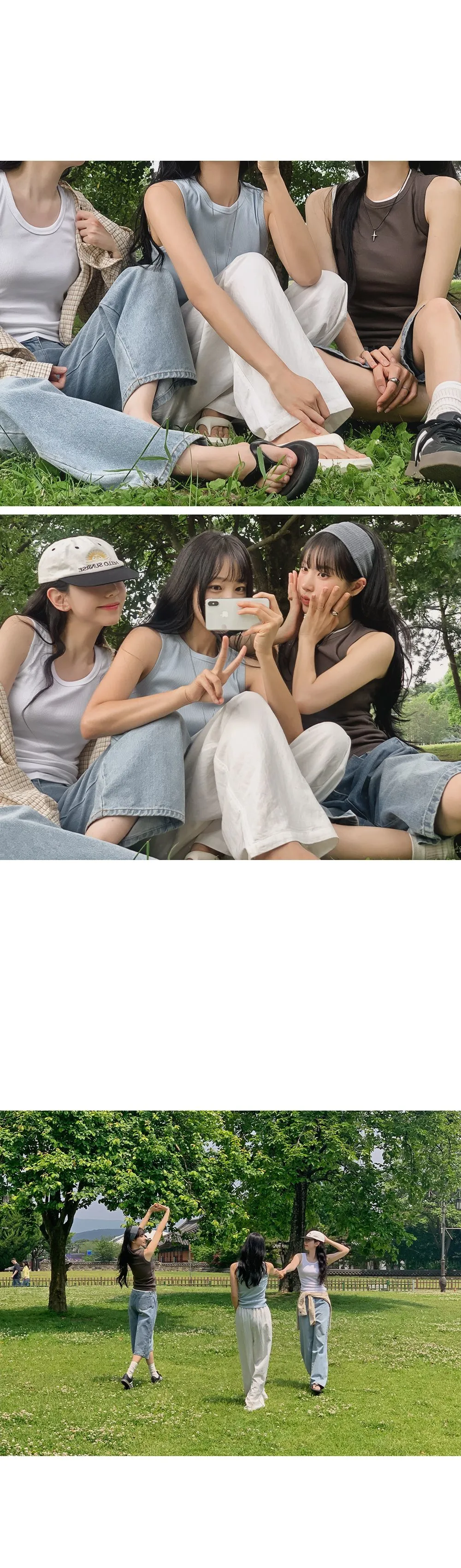 이지골지 라운드넥 슬림핏 베이직 나시