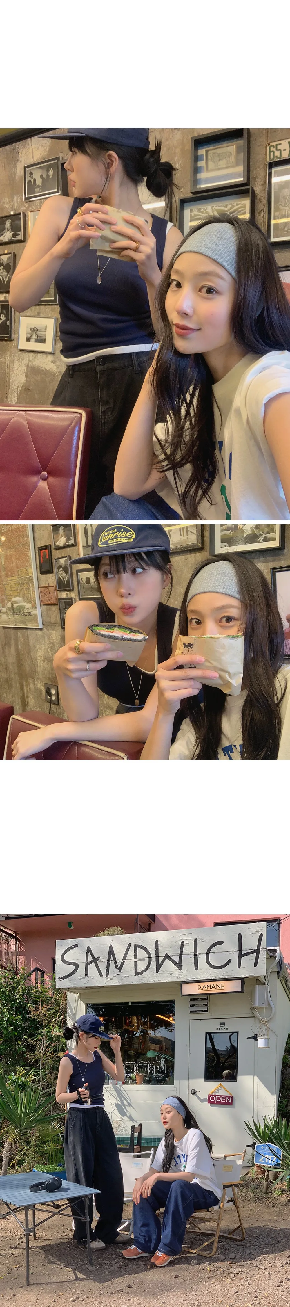 이지골지 라운드넥 슬림핏 베이직 나시