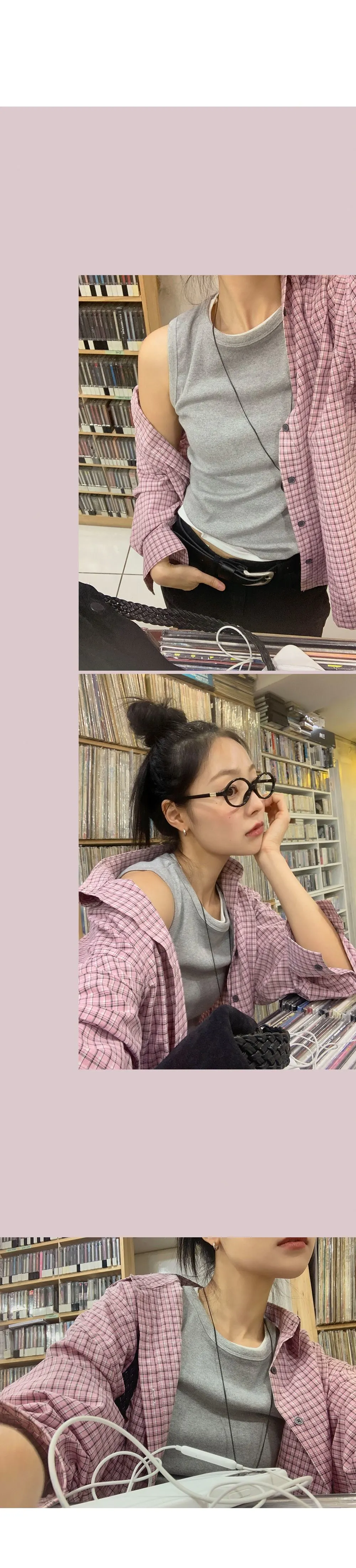 이지골지 라운드넥 슬림핏 베이직 나시