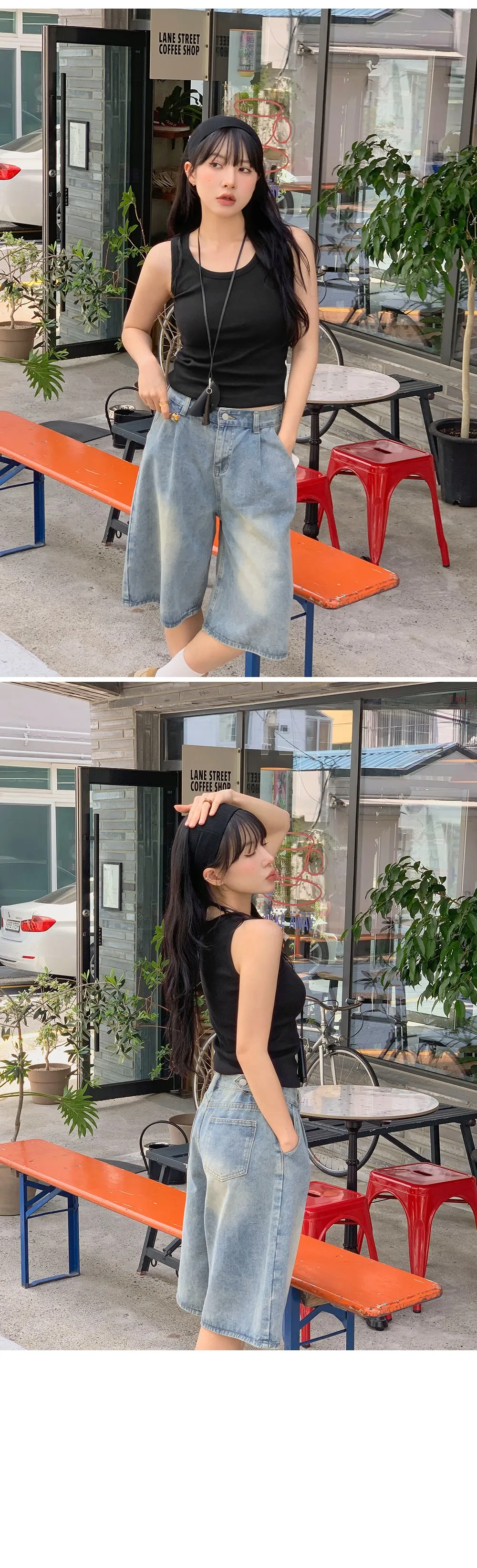 이지골지 라운드넥 슬림핏 베이직 나시