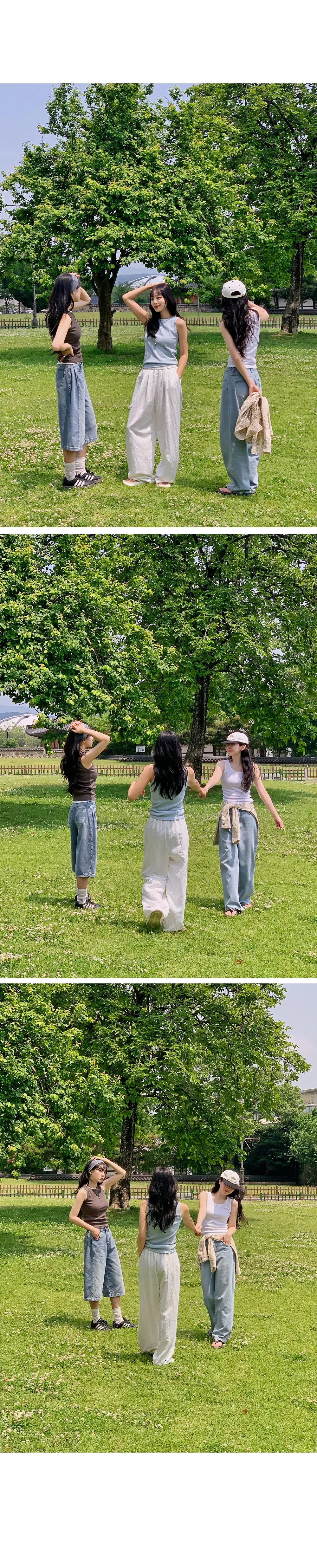 이지골지 라운드넥 슬림핏 베이직 나시